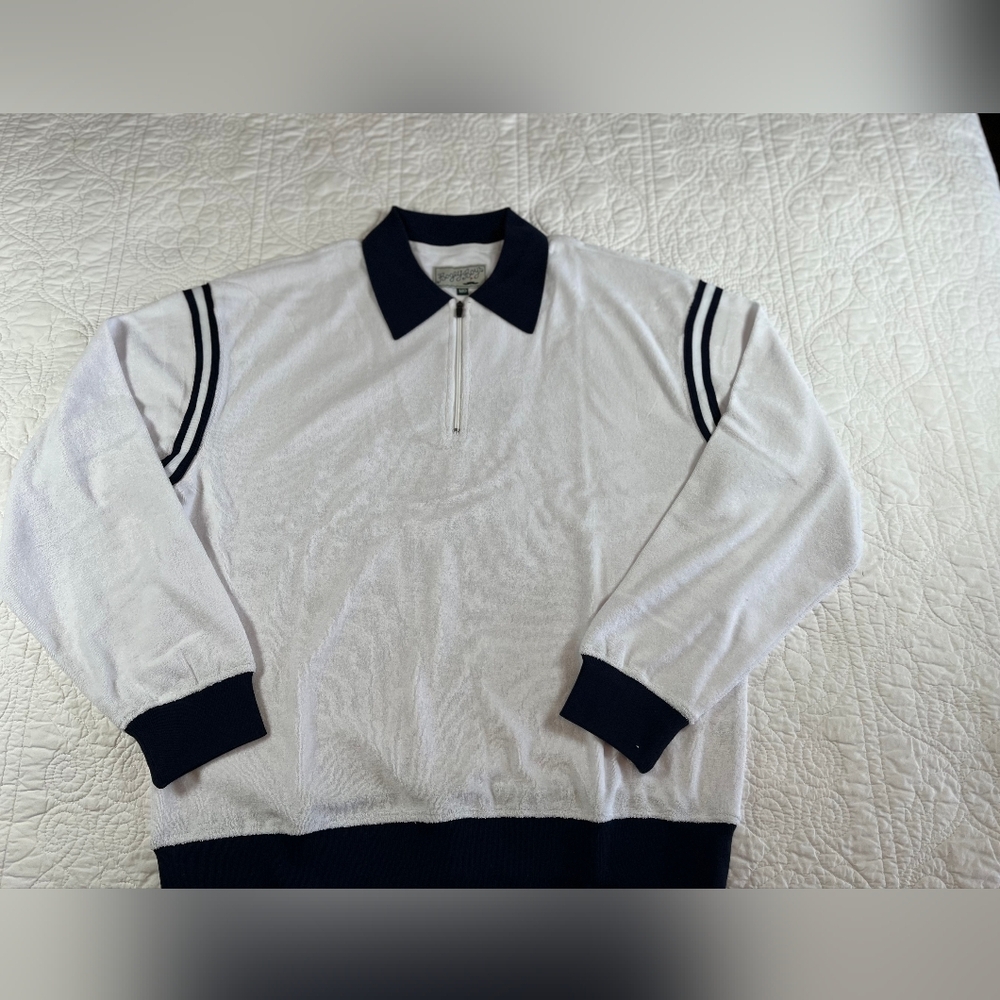 Bogey Boys White Zip Terry Crewneck-Medium